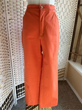 Vintage ESCADA High-Waisted Wide-Leg Jeans Vibrant Tangerine Orange EU 42/US 10